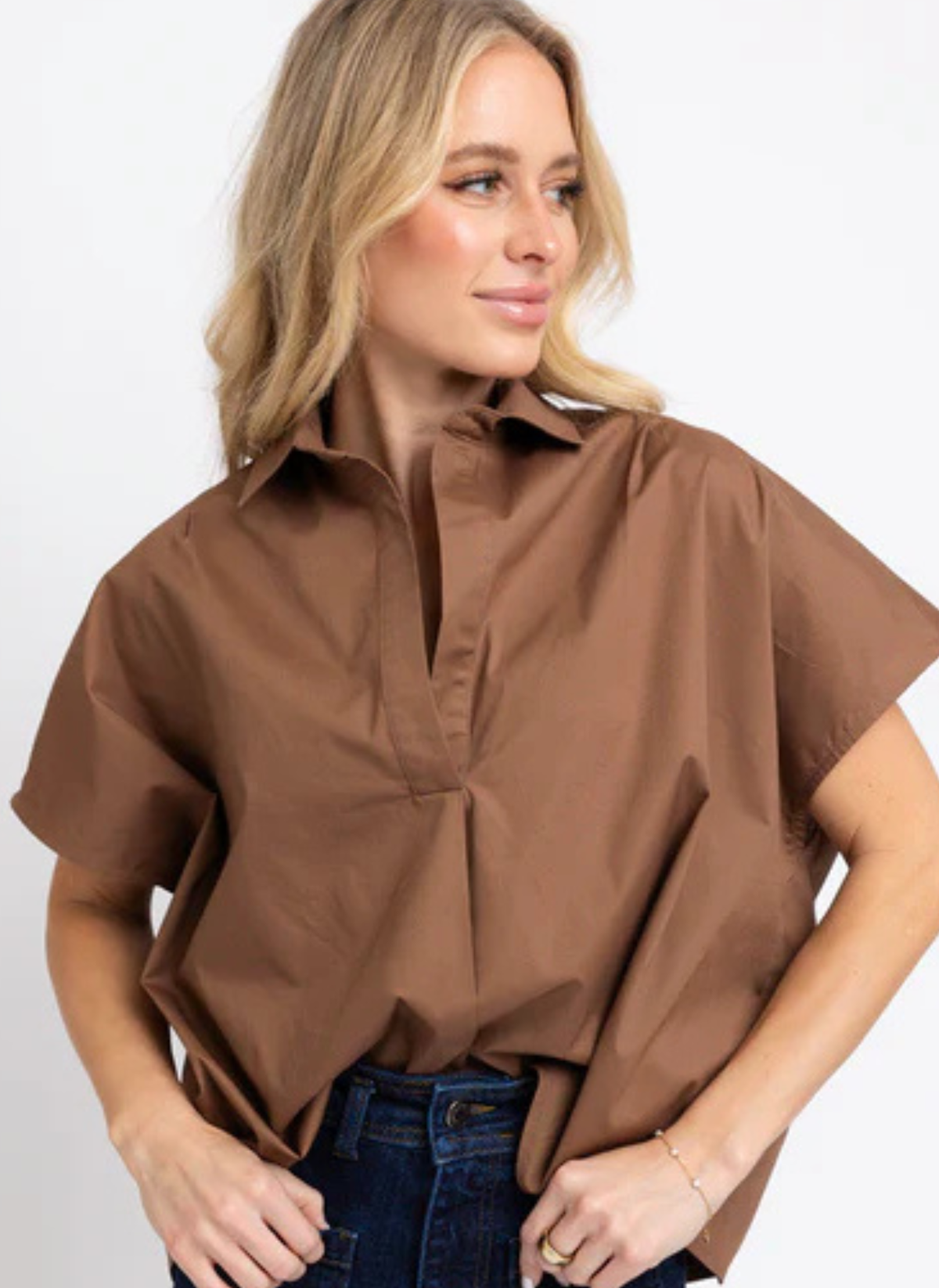 Solid Poplin Relaxed Top