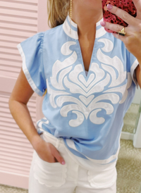 Scarlet Embroidered Appliqué Top