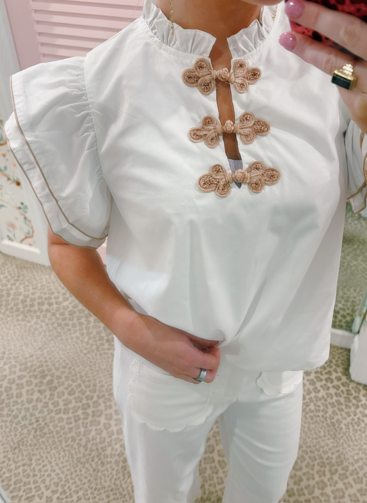 Mandarin Knot Button Blouse