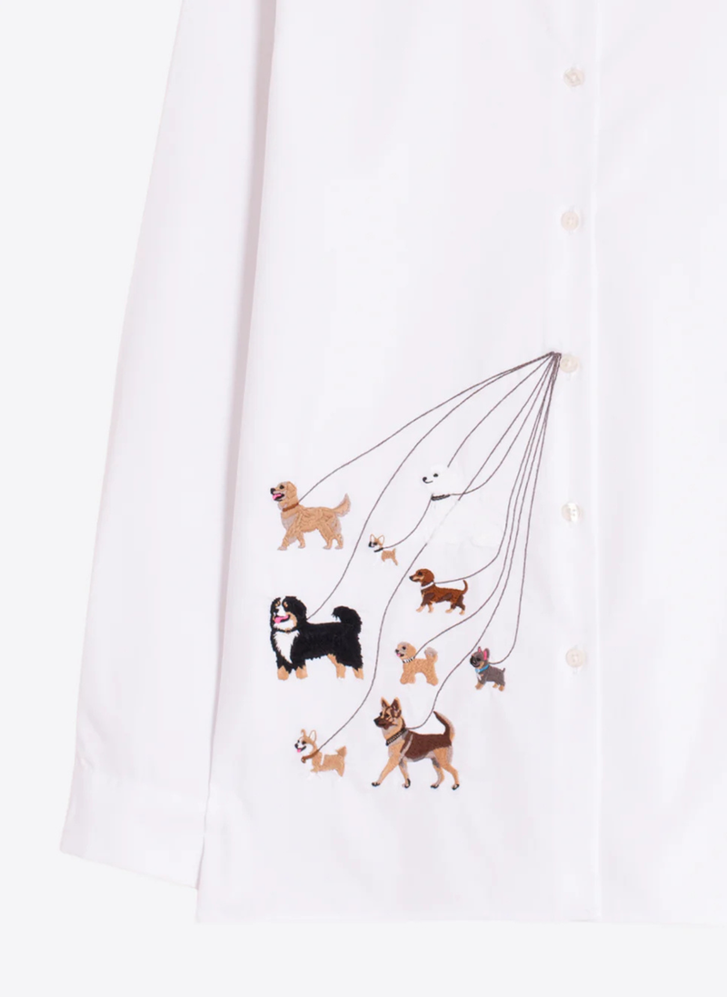 Dog Walk Embroidered Top