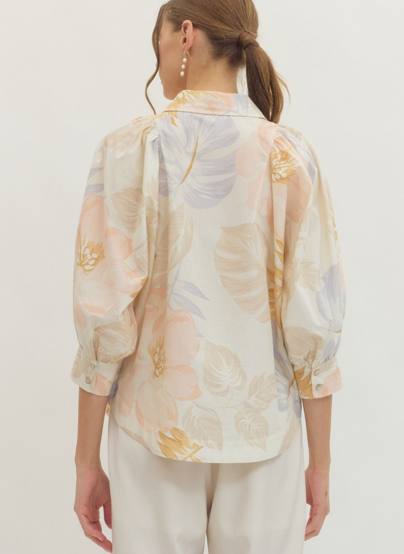 Aloha Palm Print Blouse