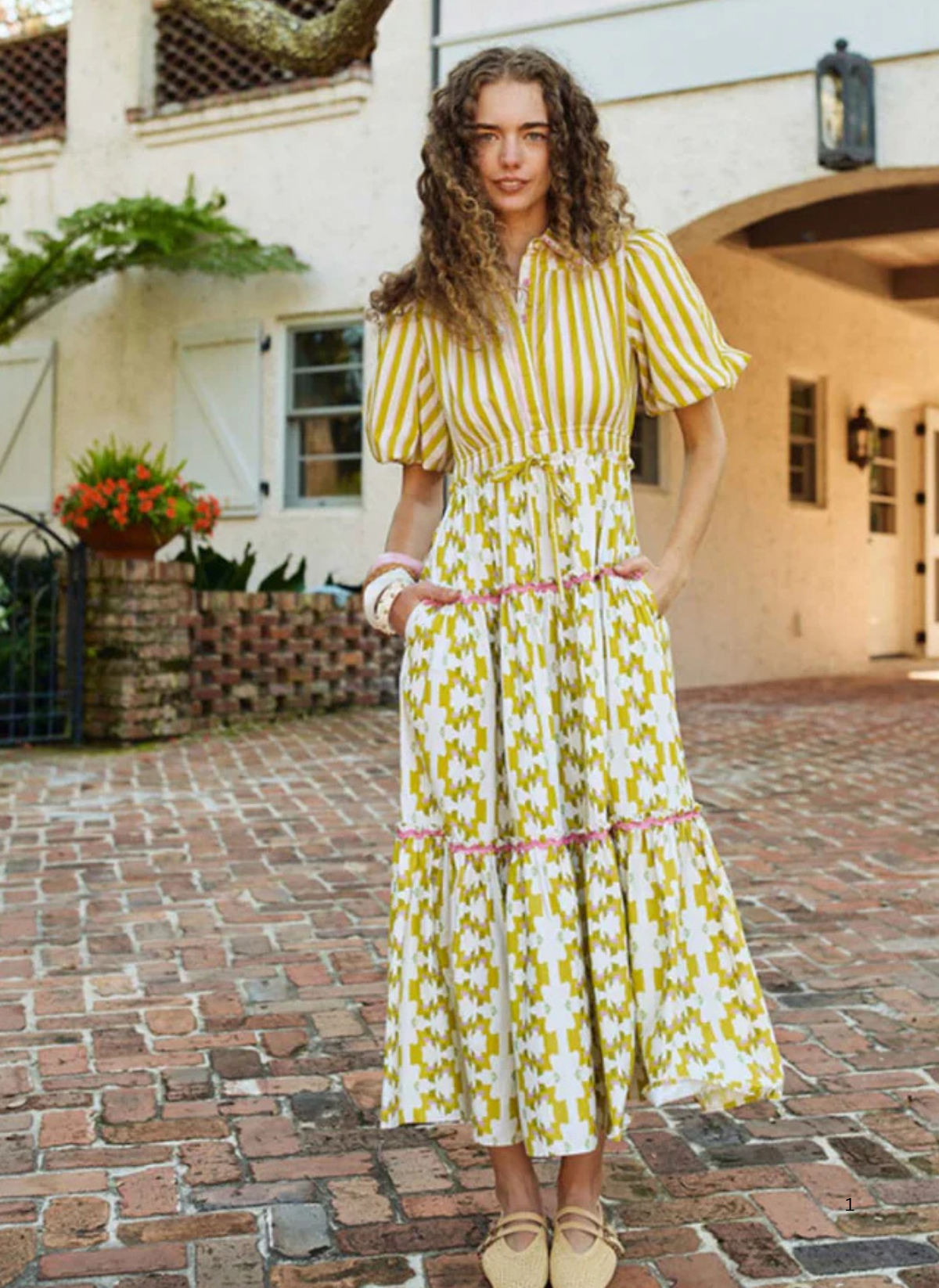 Banyan Puff Sleeve Dress- Lime & Vine