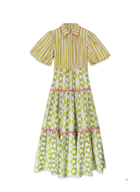 Banyan Puff Sleeve Dress- Lime & Vine