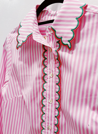 Chloe Stripe Scallop Top