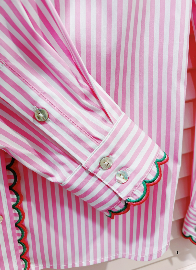 Chloe Stripe Scallop Top