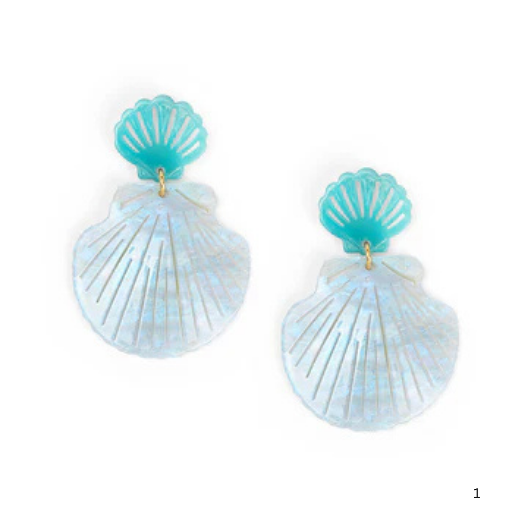 Acrylic Seashell Drop Earrings
