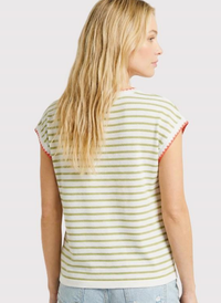 Striped Color Stitch Short Sleeve Knit Top