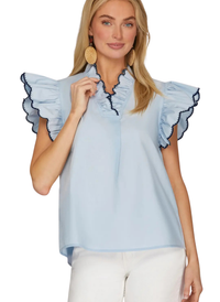 Cross Stitch Ruffle Sleeve Top