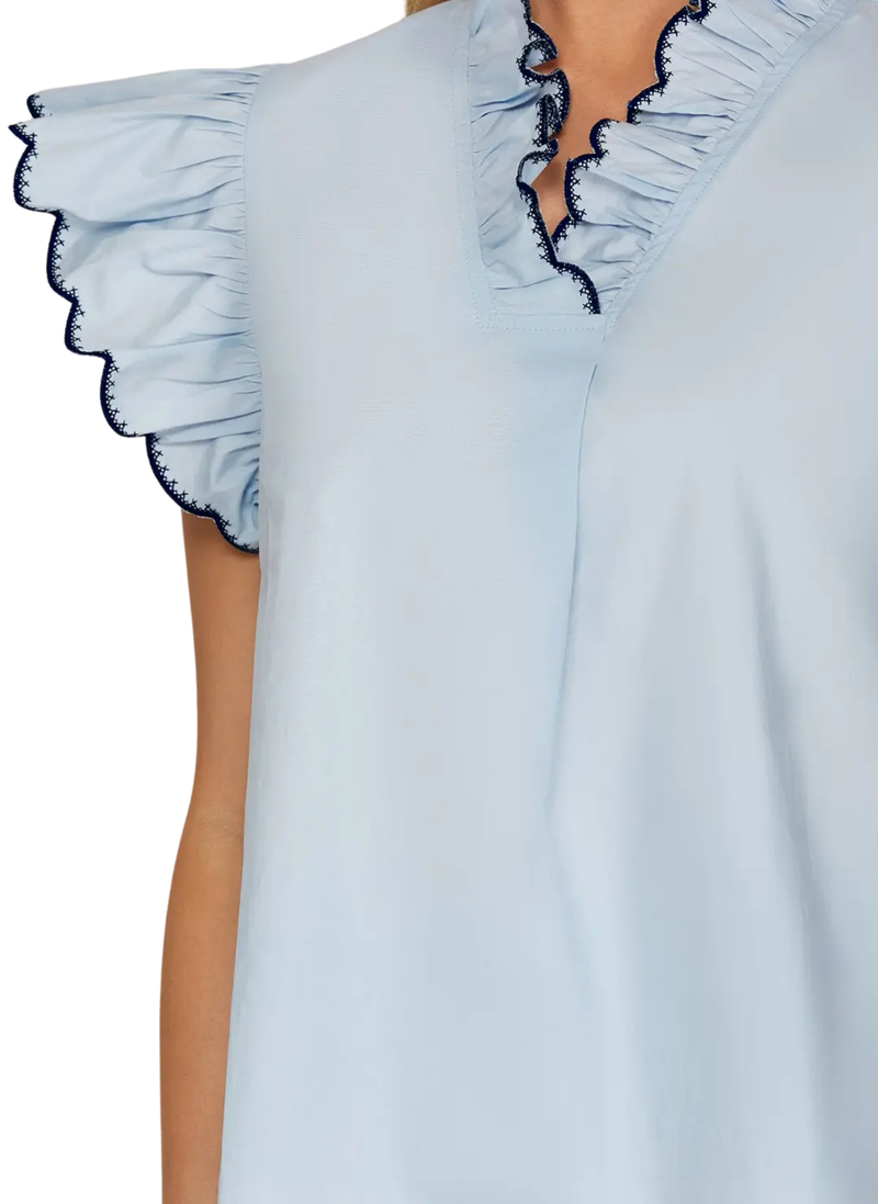 Cross Stitch Ruffle Sleeve Top