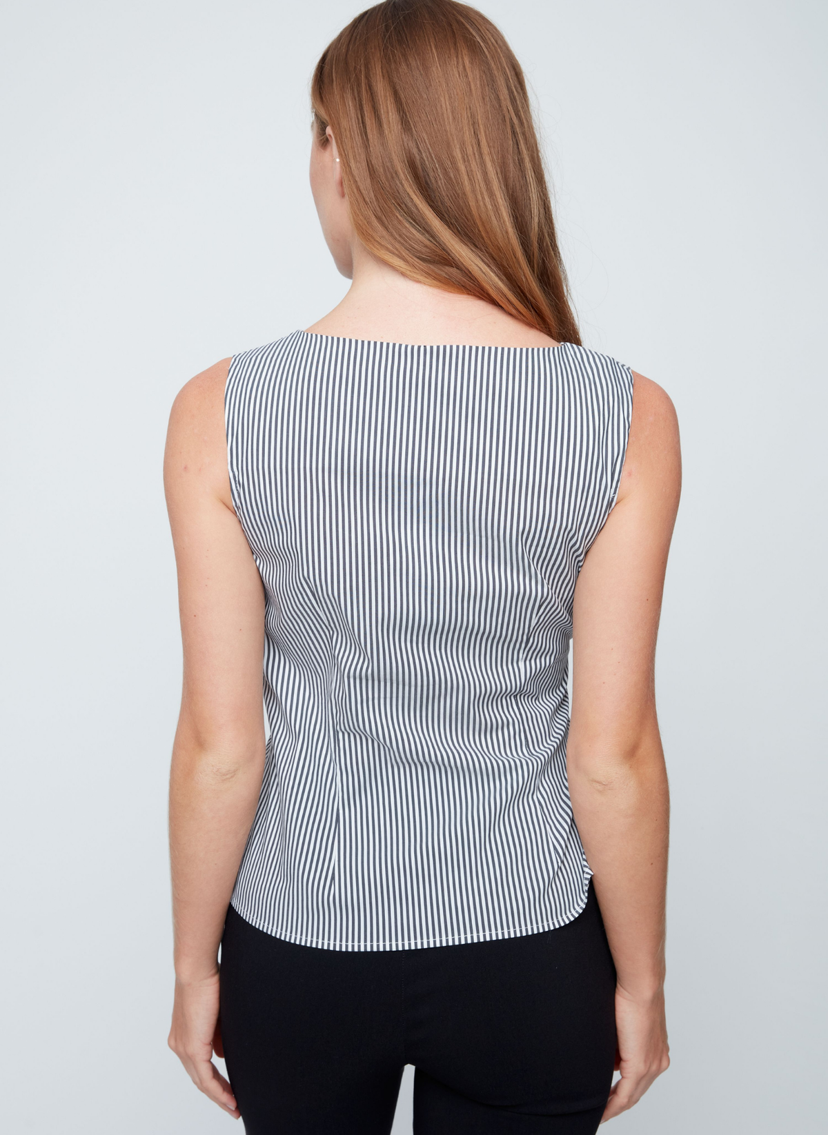 Stripe Sleeveless Tie Front Top