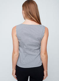Stripe Sleeveless Tie Front Top