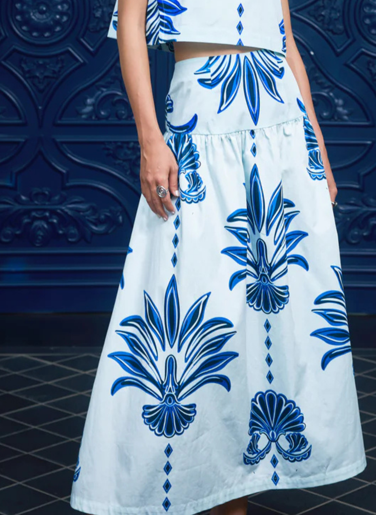 Kara Skirt- Palm Springs Navy