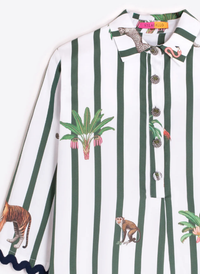 Striped Safari Illustrations Dress
