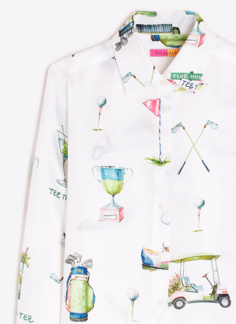 Silk Golf Print Shirt
