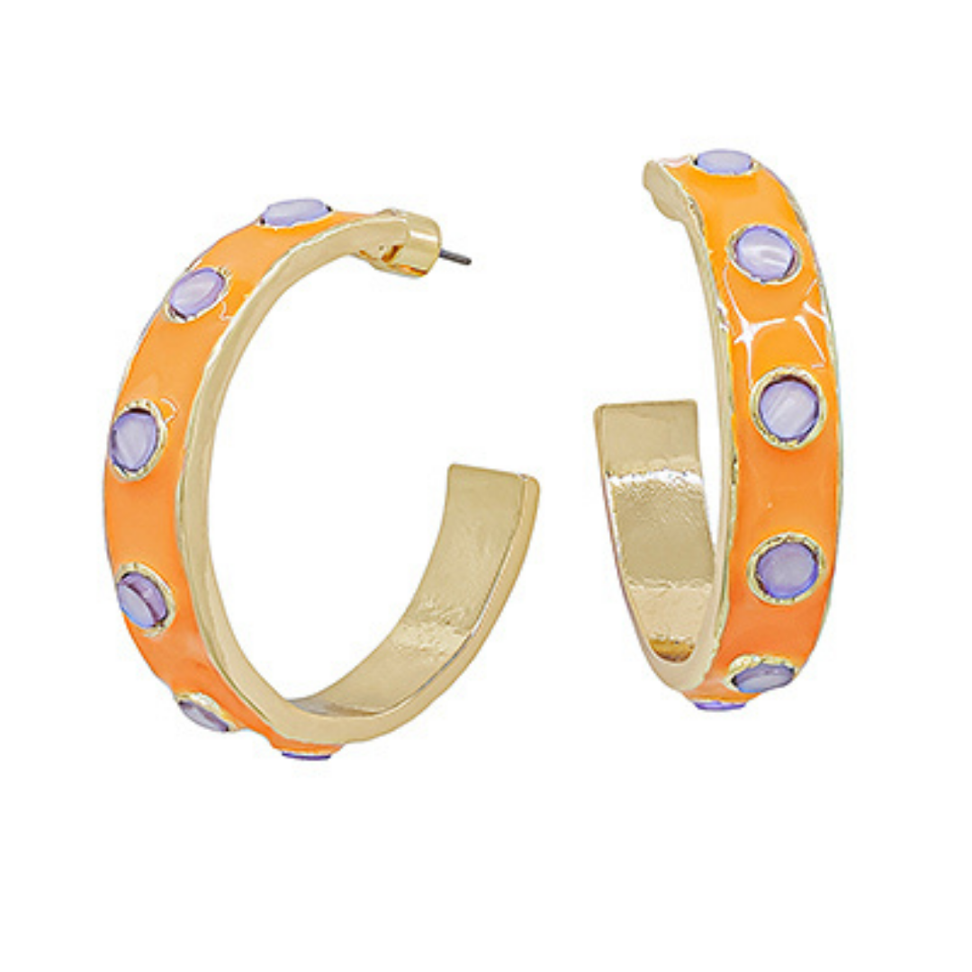 Stationed Resin Hoop Earring