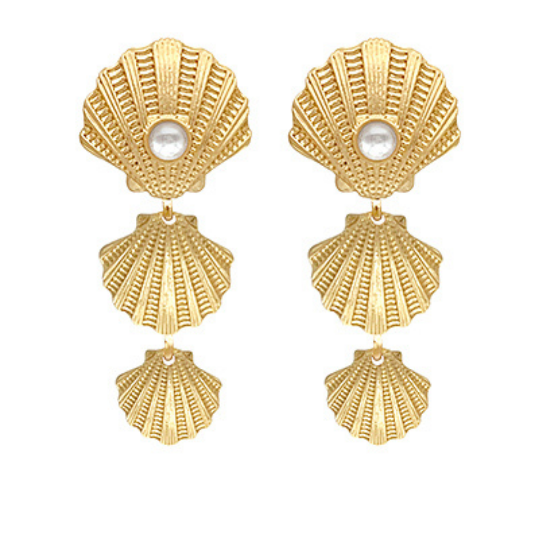 Triple Shell Drop Earrings