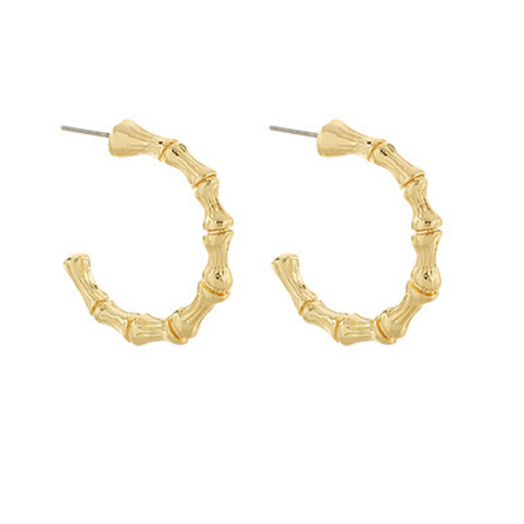 Bamboo Textured Hoop Earrings