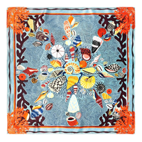 Coral Blue Silky Scarf