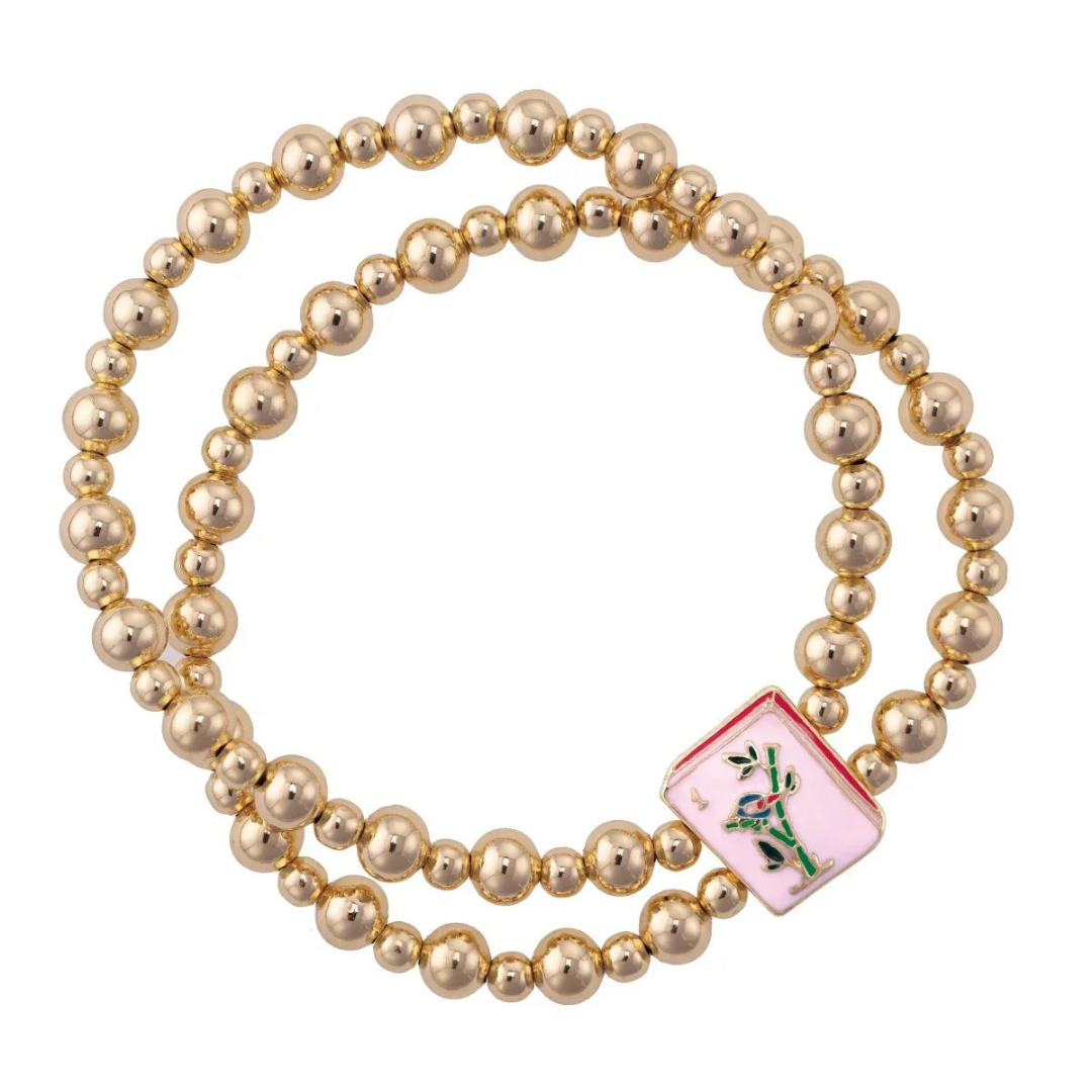 Mahjong 2 Row Bead Stretch Bracelet