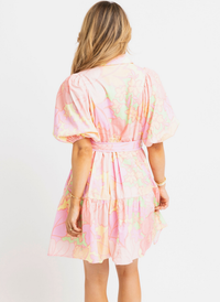 Oversized Floral Belted Shirt Dress