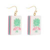Pink Mahjong Tile Earrings