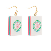 Pink Mahjong Tile Earrings