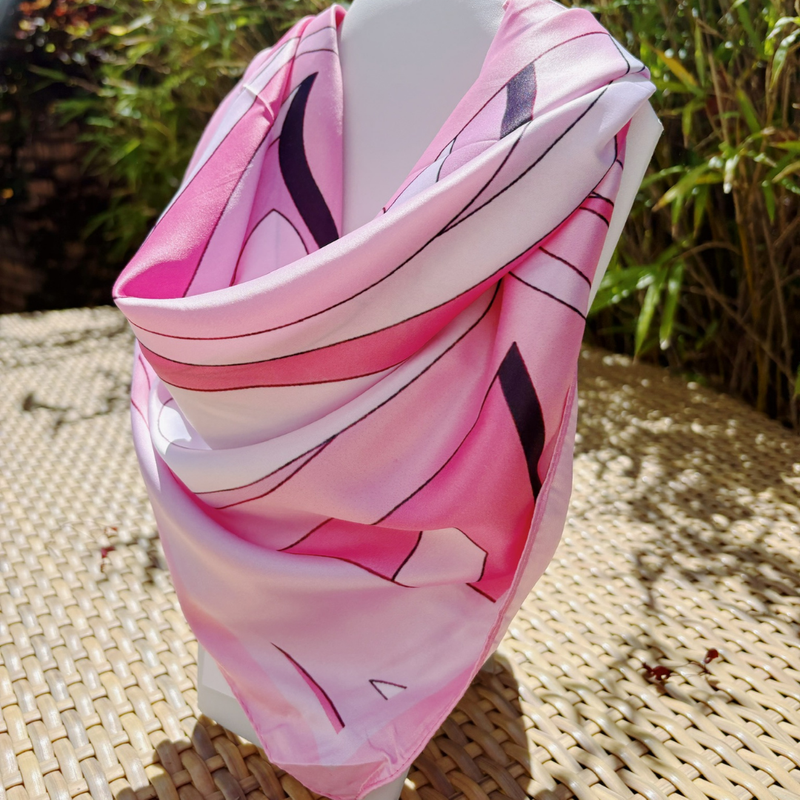 Mod Swirl Print Silky Scarf