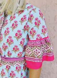 Contrast Boarder Floral Shirt Dress