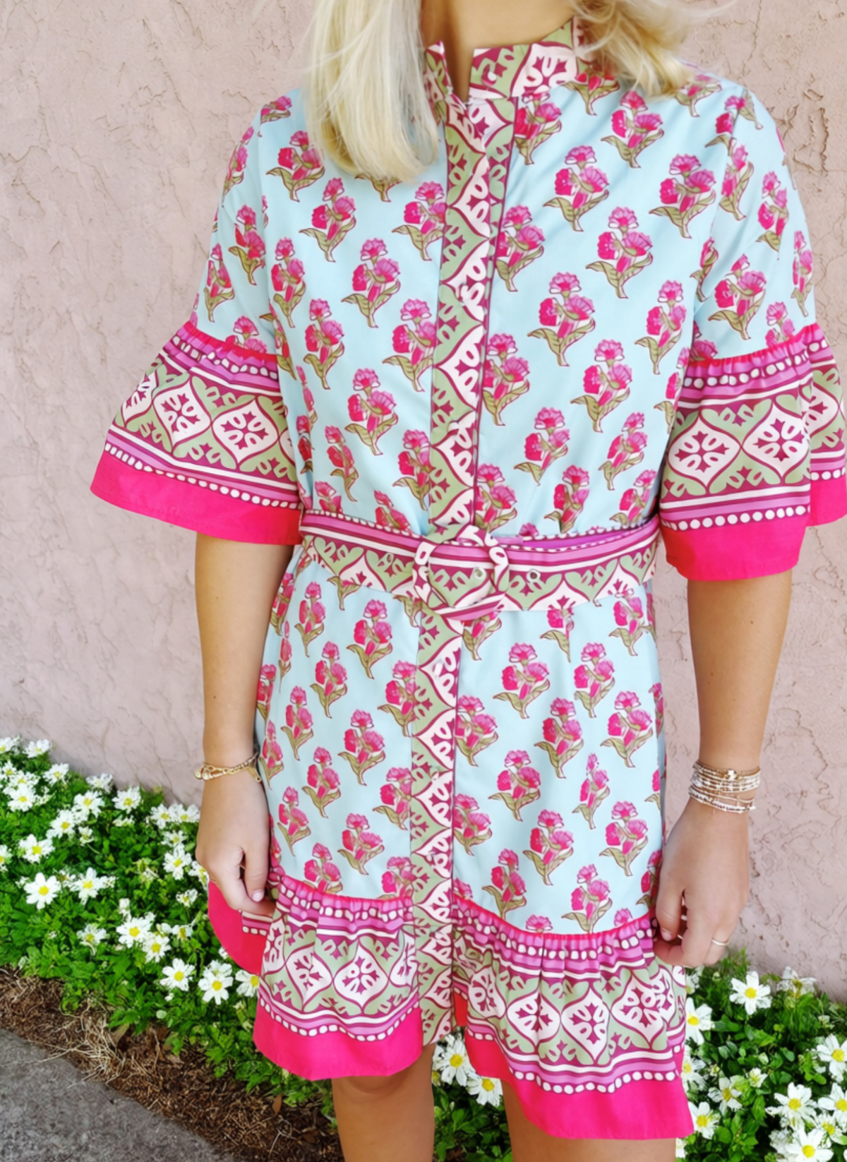 Contrast Boarder Floral Shirt Dress