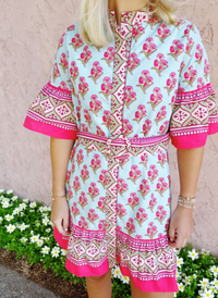 Contrast Boarder Floral Shirt Dress