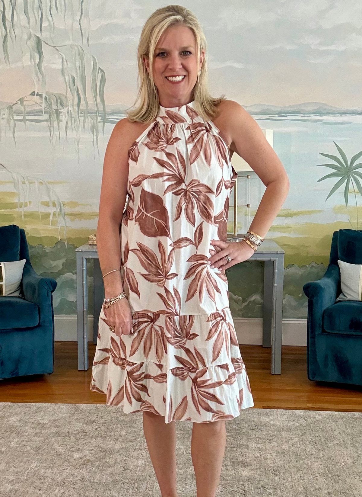 Freda Halter Neck Dress - Banana Mocha