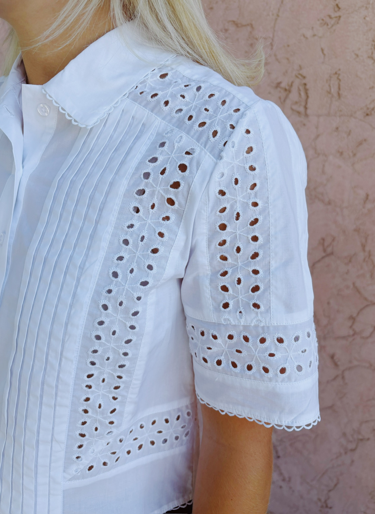 Sabrina Eyelet Top - White