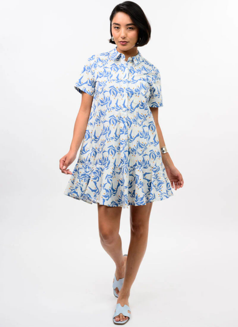 Floral Swing Hem Shirt Dress