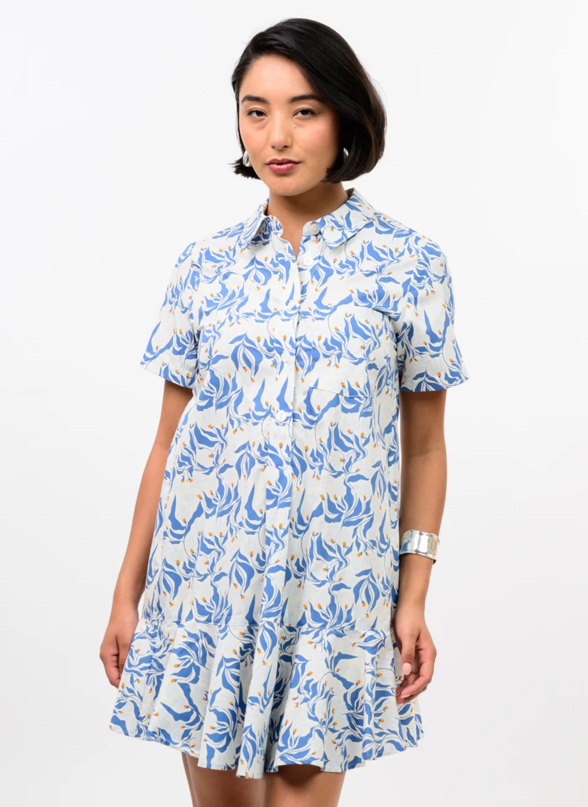 Floral Swing Hem Shirt Dress