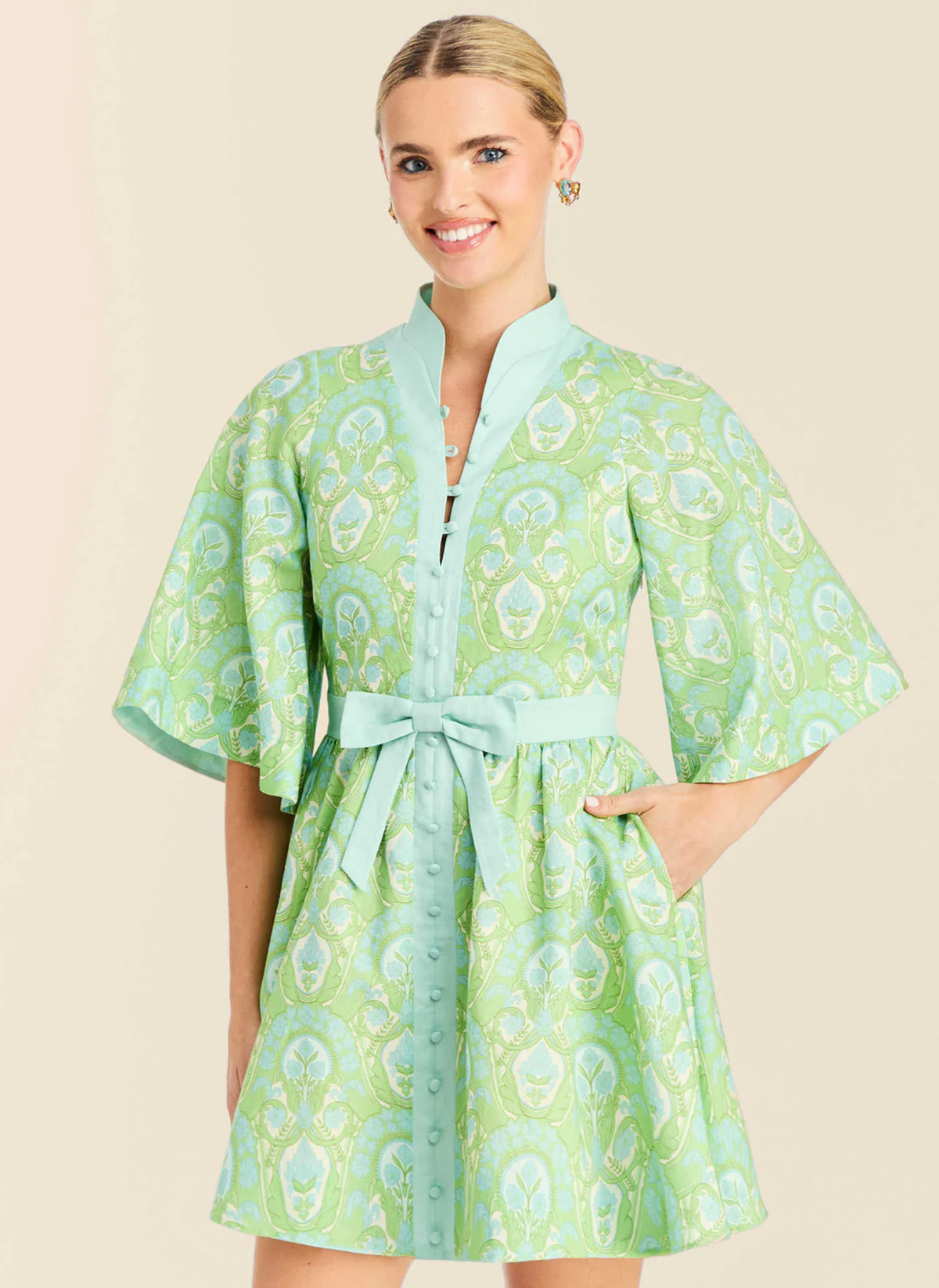 Carmen Mini Dress- Trellis Verte