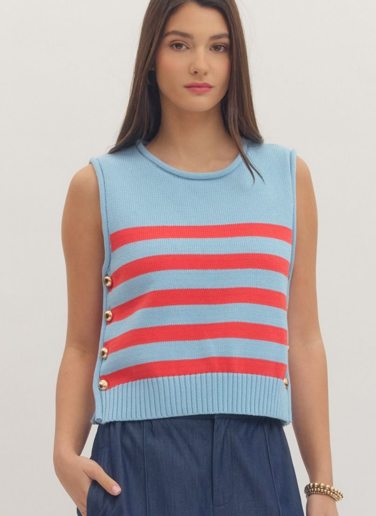 Harbor Breeze Stripe Button Sweater