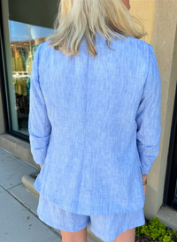 Chambray Shirred Blazer and Short Set