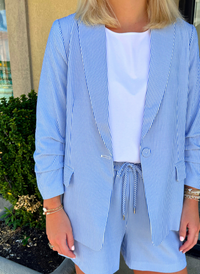 Stripe Shirred Blazer and Short Set