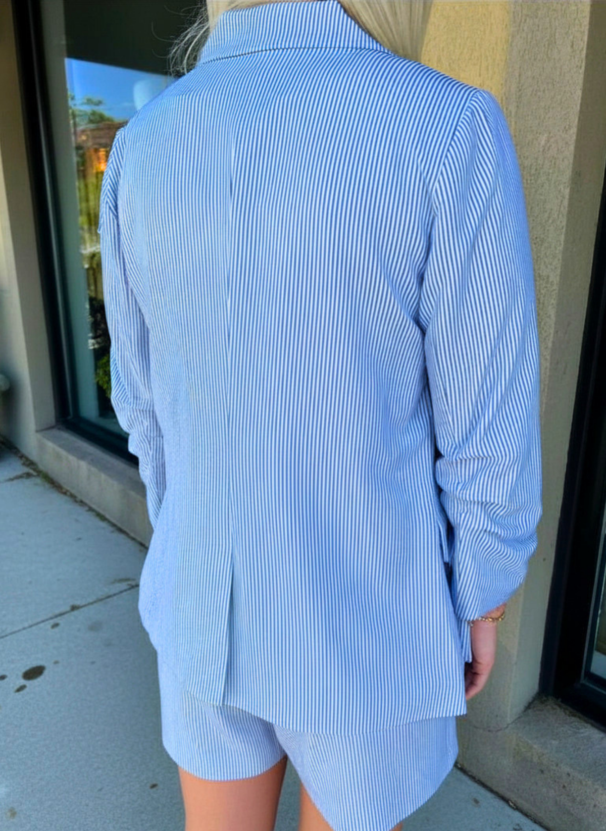 Stripe Shirred Blazer and Short Set
