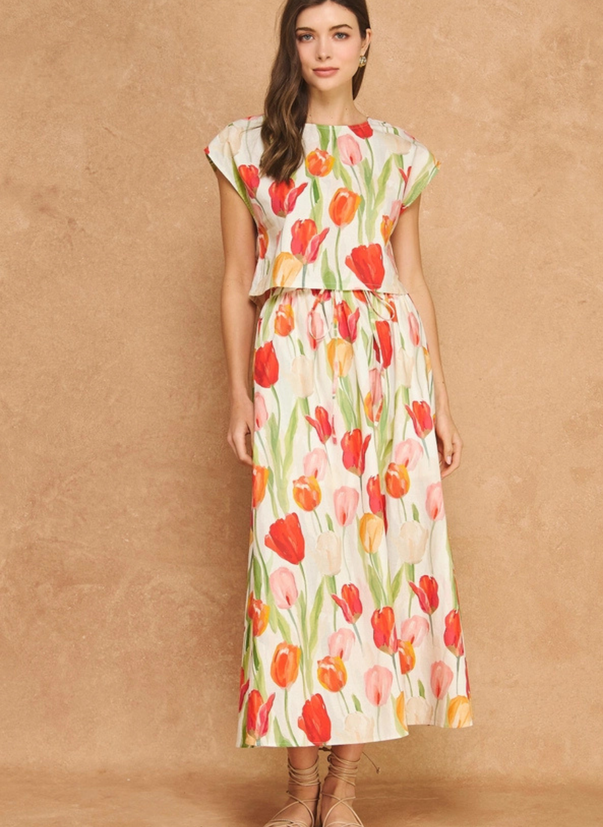Tulip Linen Top and Skirt Set