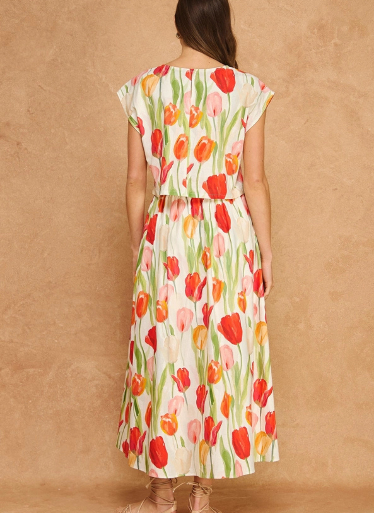 Tulip Linen Top and Skirt Set