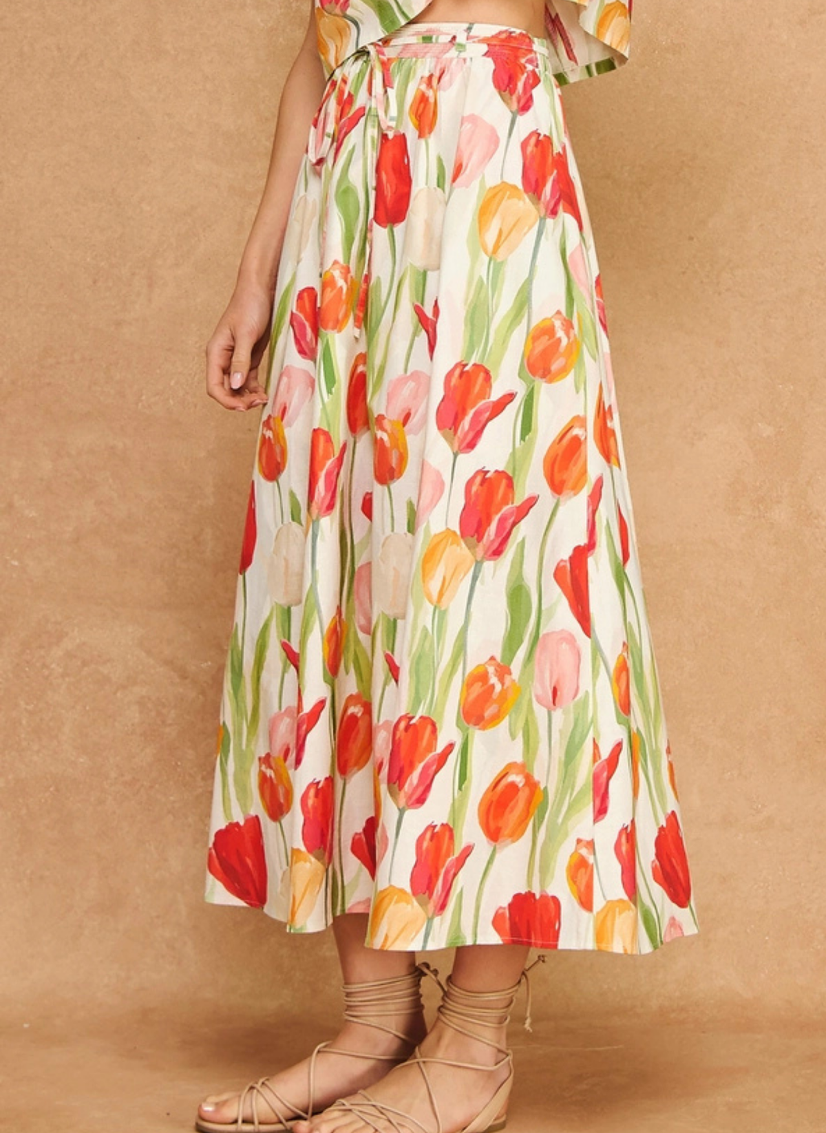 Tulip Linen Top and Skirt Set