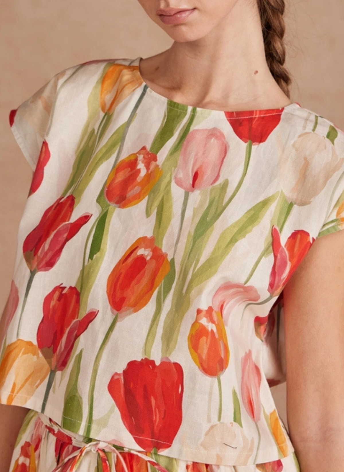 Tulip Linen Top and Skirt Set