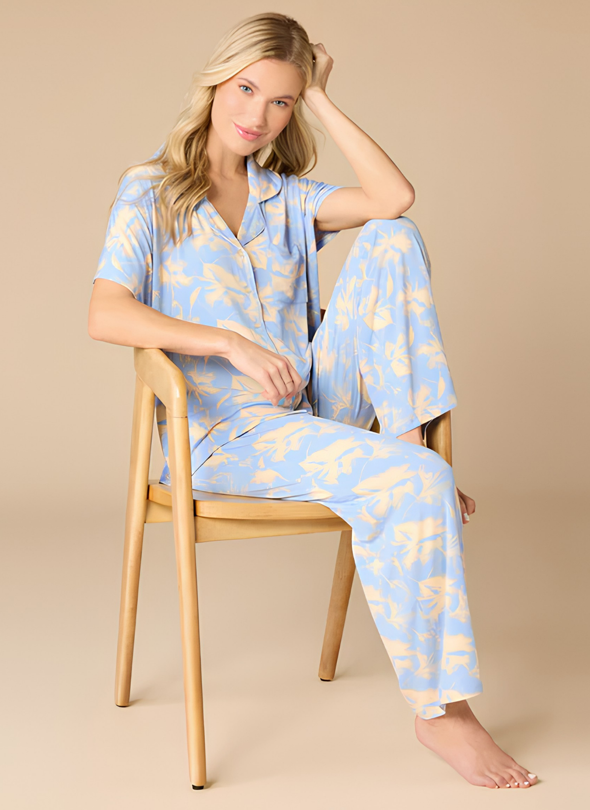 Caftan Top Cropped Pant Pajama Set