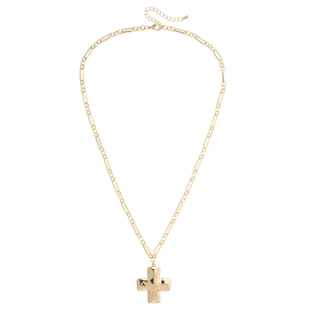 Haley Hammered Cross Necklace