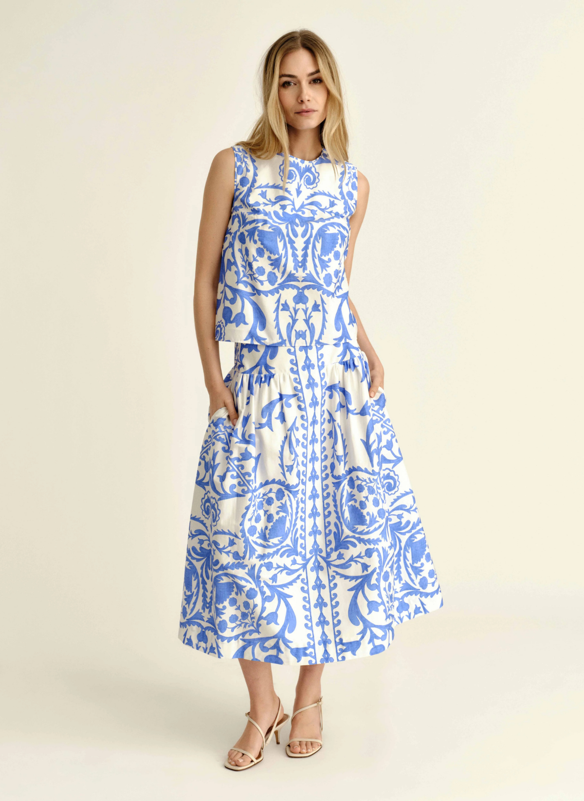 Linda Shell Top - Faraway Provence Blue