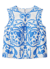 Linda Shell Top - Faraway Provence Blue