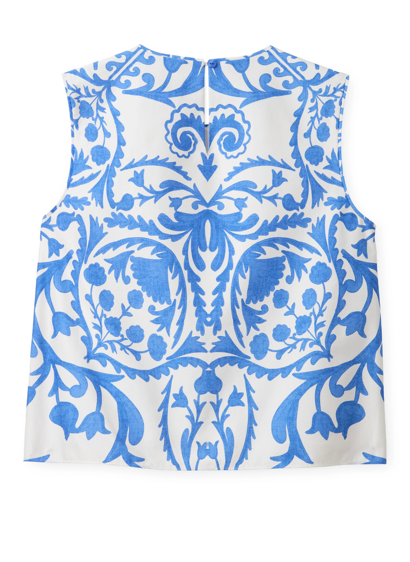 Linda Shell Top - Faraway Provence Blue
