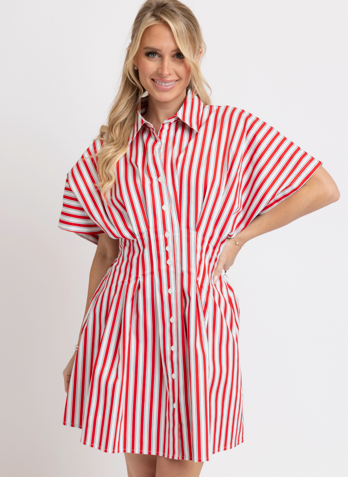 America Stripe Shirt Dress