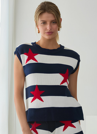 Sleeveless Stars and Stripes Sweater
